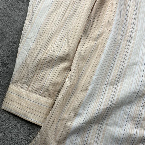 Desire Collection Long Sleeve Dress Shirt Mens Large Orange White Stripes - Picture 14 of 16